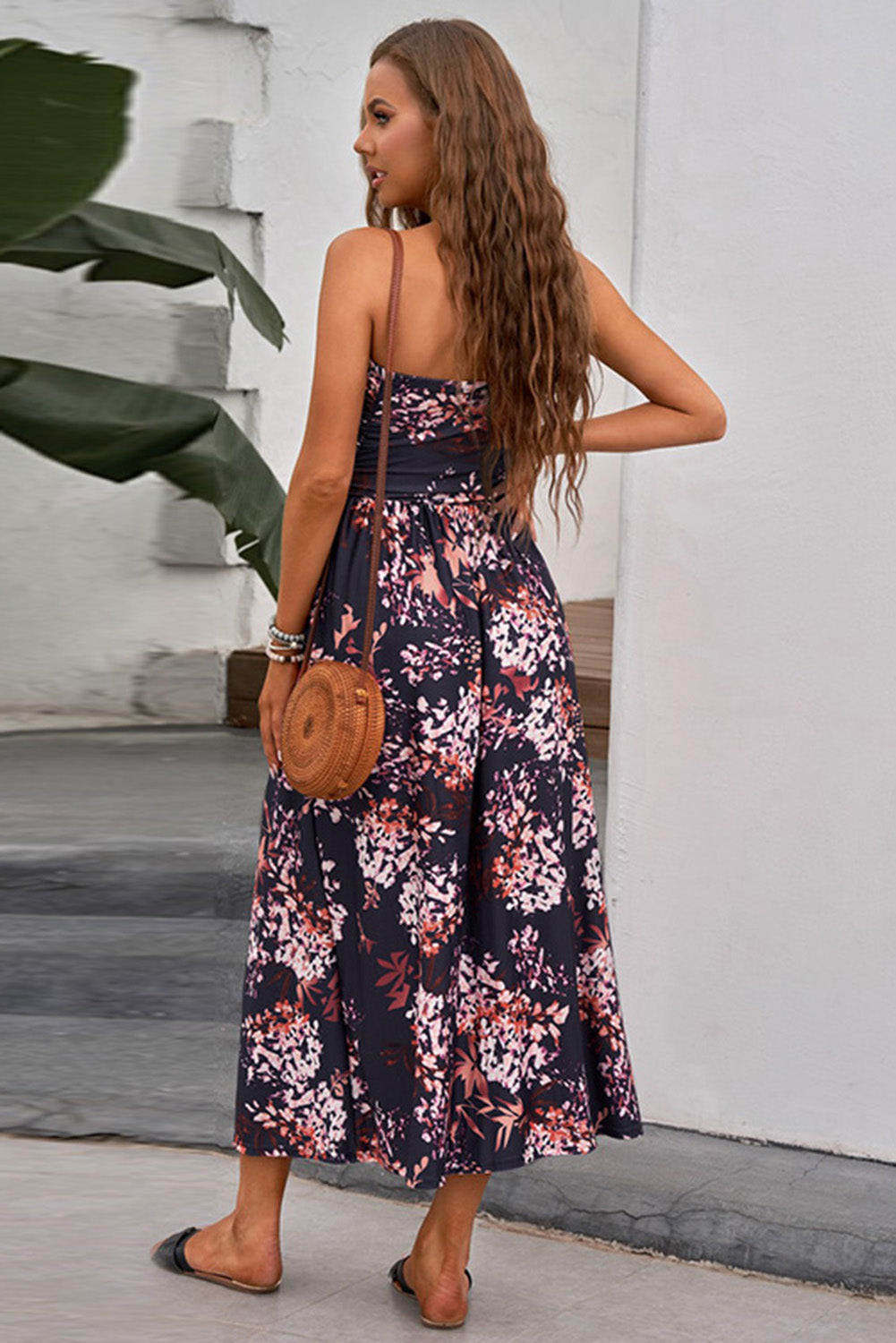 Plus Size Off-the-shoulder Floral Print Maxi Dress