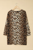 Women Crew Neck knitted Leopard Print Long Sleeve Casual Top