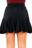 black elastic waist pleated skirt