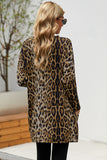 Top casual a maniche lunghe con stampa leopardata lavorato a maglia da donna