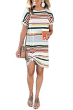 Striped Short-Sleeved T-shirt Mini Dress