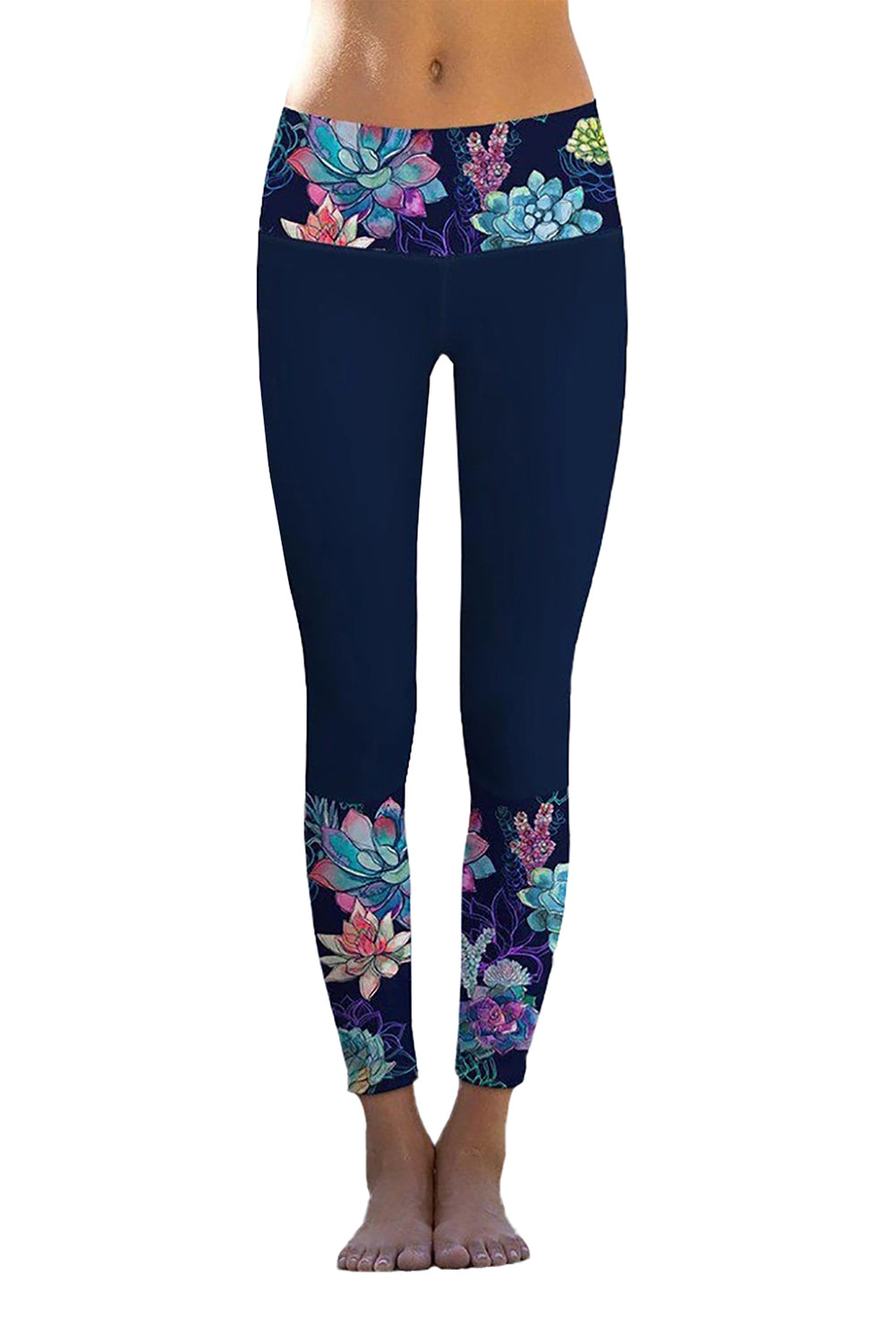 Floral Printed Details Leggings Yoga Pants