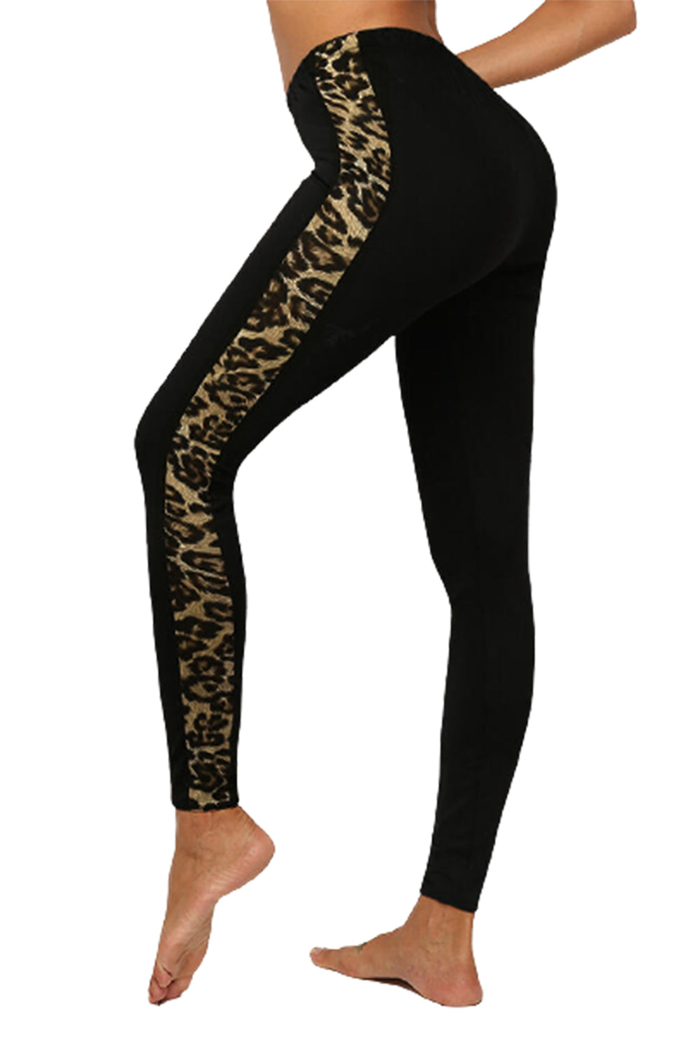 Stretchy Close Fitting Leopard Print Workout Pants