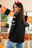 Felpa pullover ritagliata con stampa zucca leopardata di Halloween