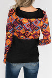 Contrast Color Zip Neck Kangaroo Pocket Sweatshirt