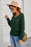 Women's  Scoop Neck Puff Sleeve Hollow-out Knitted Sweater