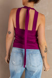 Caged Crisscross Hollow-out Tank Top