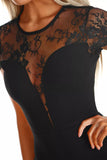 Black Mesh Lace Detail Short Sleeve bodysuit