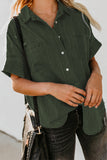 Standard Collar Short Sleeve Double Pocket Denim Shirt
