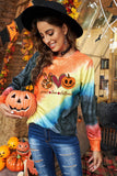 Felpa Donna Tie-dye Stampa Halloween Peace Love