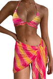 Bikini a 3 pezzi con spalline tie-dye e copricostume
