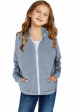 Zipper Hooded Girl’s Coat with Pocket