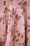 Women Long Sleeve Floral Print Mini Dress Drawstring Babydoll Dress