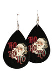 HO HO HO Santa Christmas Print Drop Earrings