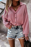 Stand Collar Button Down Crinkled Shirt