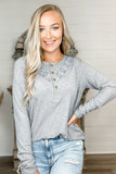 Lace Patchwork Buttoned Long Sleeve Top