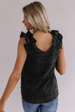 Swiss Dot Woven Sleeveless Top With Ruffled Straps