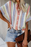 Pale Happier With You Striped Button Top