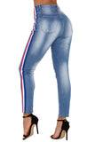 Jeans skinny blu a righe Rainbow Racer