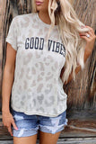 T-shirt con stampa leopardata GOOD VIBES