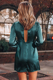 Mini abito in raso avvolgente con scollo a V profondo verde
