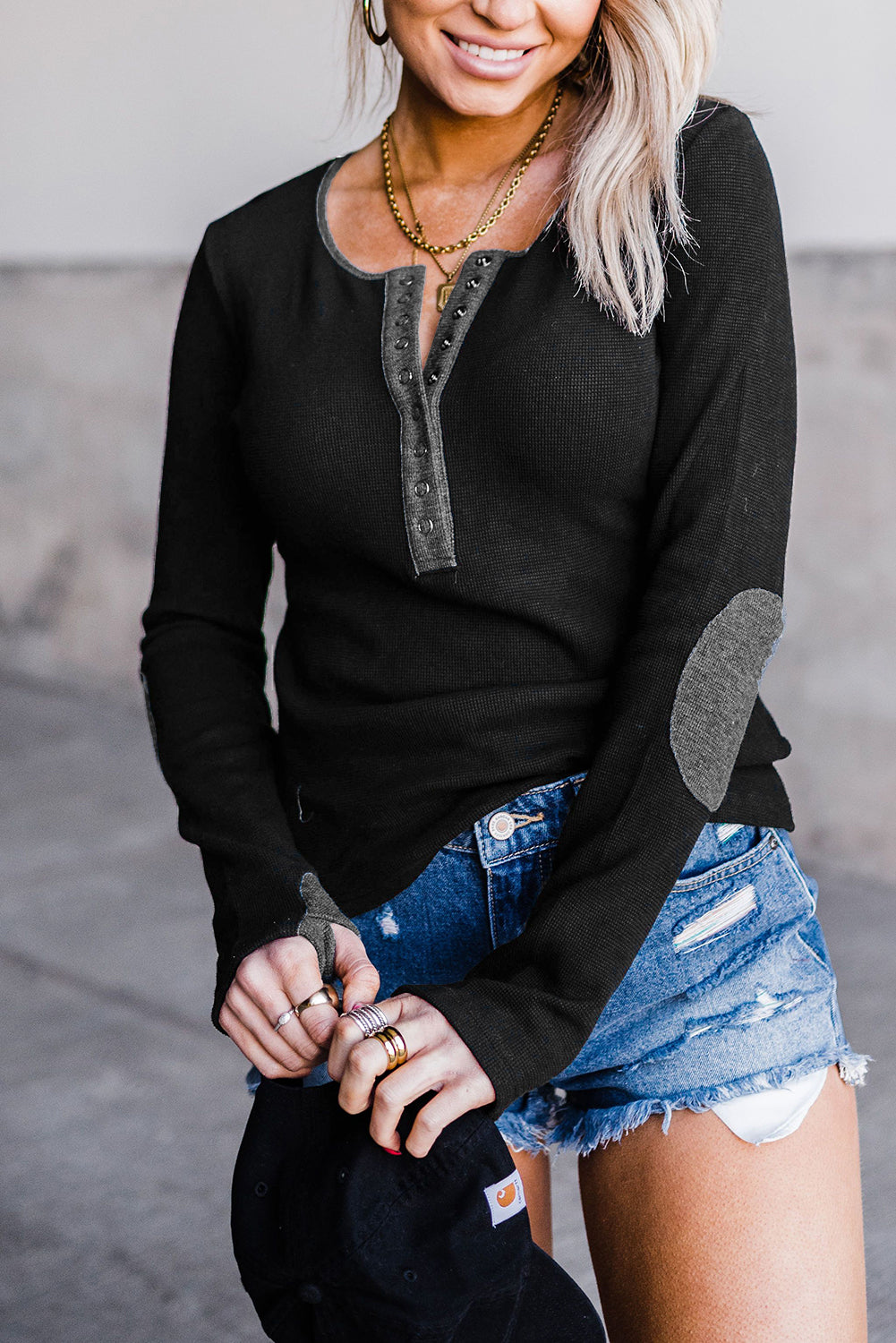 black long sleeve knit top