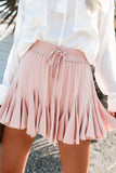 pink elastic waist pleated skirt