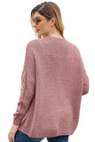 Maglione cardigan grosso corto lavorato a maglia a maniche lunghe da donna