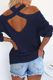 Maglione da donna in cotone con spalle scoperte scava fuori sul retro