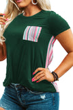 Colorful Serape Striped Splicing T-shirt