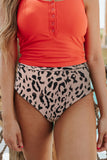 Slip bikini a vita alta con stampa leopardata