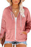 Plus Size Zipper Down Hooded Coat with Pockets