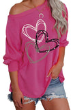 Heart Print Pullover Long Sleeve Top