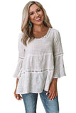 Hollow Out White Flare Sleeve Blouse