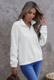 Cozy Pullover Long Sleeve Zip Collar Sweatshirt Solid Stand Neck Tops for Women