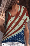 Magliette patriottiche da donna con scollo a V a stelle e strisce