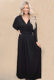 Plus Size Black Maxi Dress With Sleeves