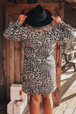Loose Long Sleeve Leopard Print Dress
