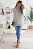 Women's Turtleneck Sleeveless Long Braided Sweater Vest