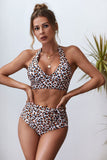 Leopard Halter Push Up Two Piece Swimsuit
