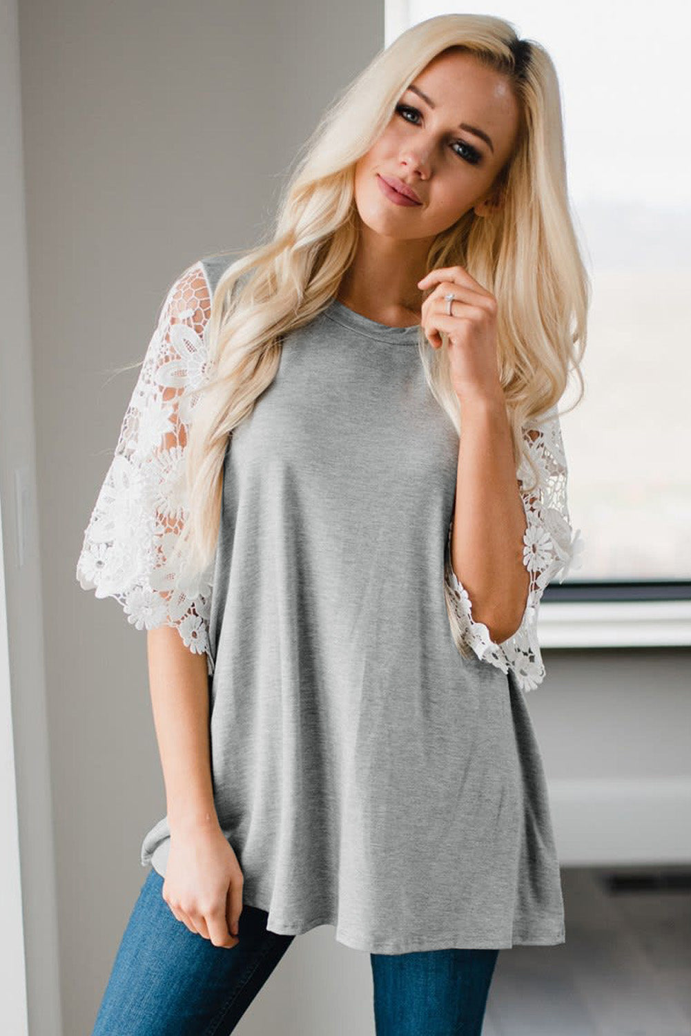 Lace Sleeves Tunic Top