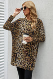 Top casual a maniche lunghe con stampa leopardata lavorato a maglia da donna