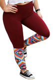 Aztec Splicing High Waisted Plus Size Workout Pants