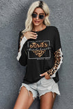 Letter Print Color Block Long Sleeve Top
