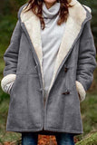 Women Fleece Suede Sherpa Jacket Mid-length Hooded Coat