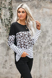 Camo Stripes Patchwork Long Sleeve Top with Pocket
