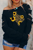 Sunflower Patchwork Cut Out Long Sleeve Sweatshirt