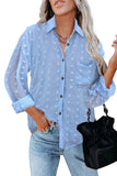 Swiss Dot Buttoned Pocket Long Sleeve Shirt