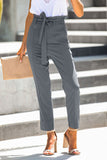 Classic Belted High Waisted Straight Leg pants