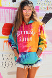 Not Today Satan Tie Dye Hoodie Drawstring Letter Long Sleeve Sweatshirts With Pocket